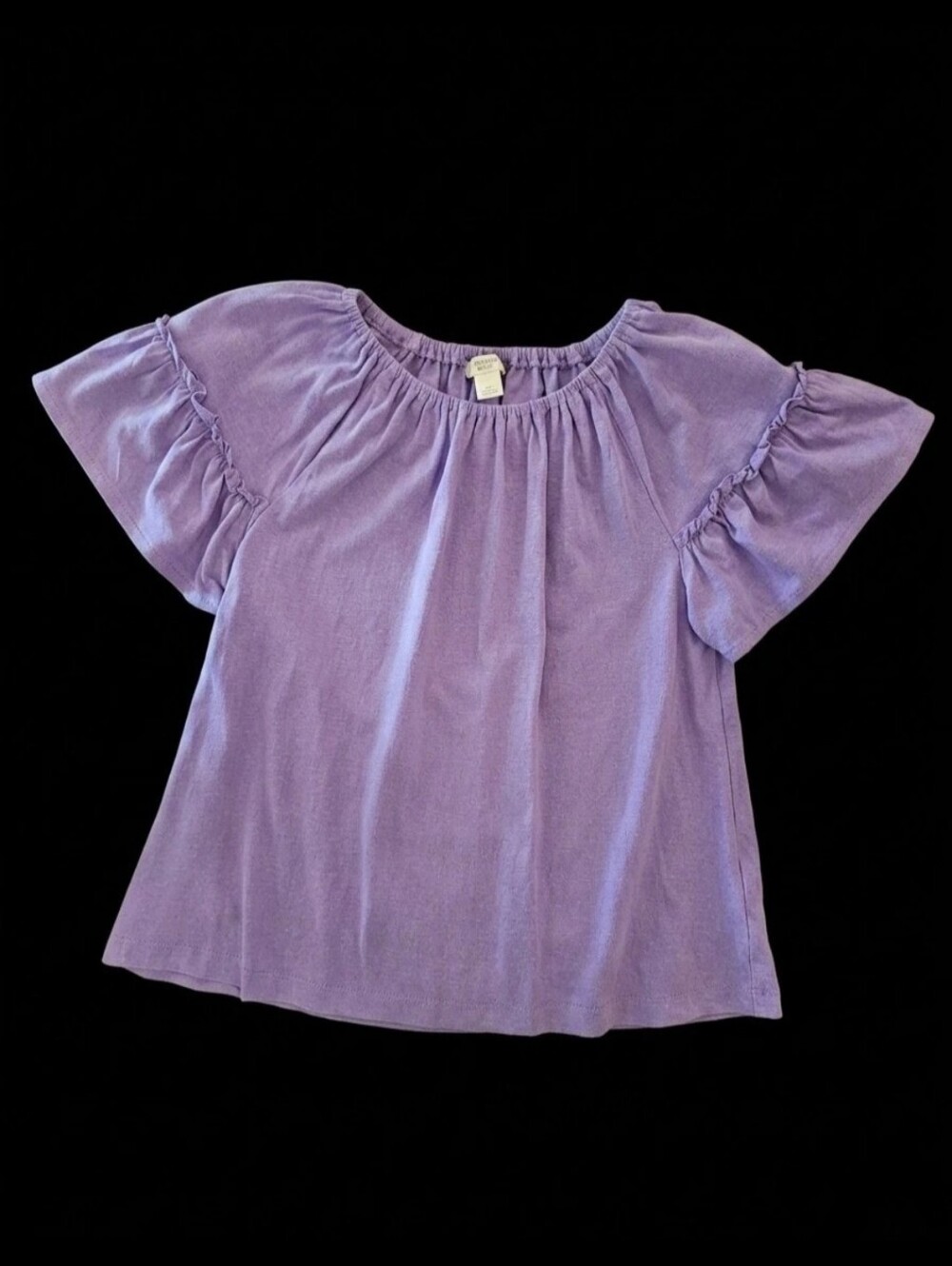 J Crew Girls' Lilac Purple Short-Sleeve /Ruffle Sleeve Peasant Top M 8/9